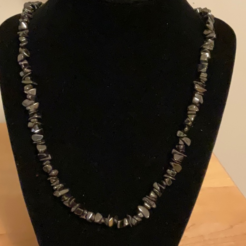 Genuine Hematite Chip Stone Necklace